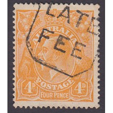 Australian    King George V    4d Orange   Single Crown WMK Plate Variety 2R32